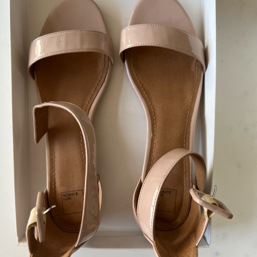 COPY - 7.5 Beige Open Toe Short Heel Flats - 14th & Union Sandals